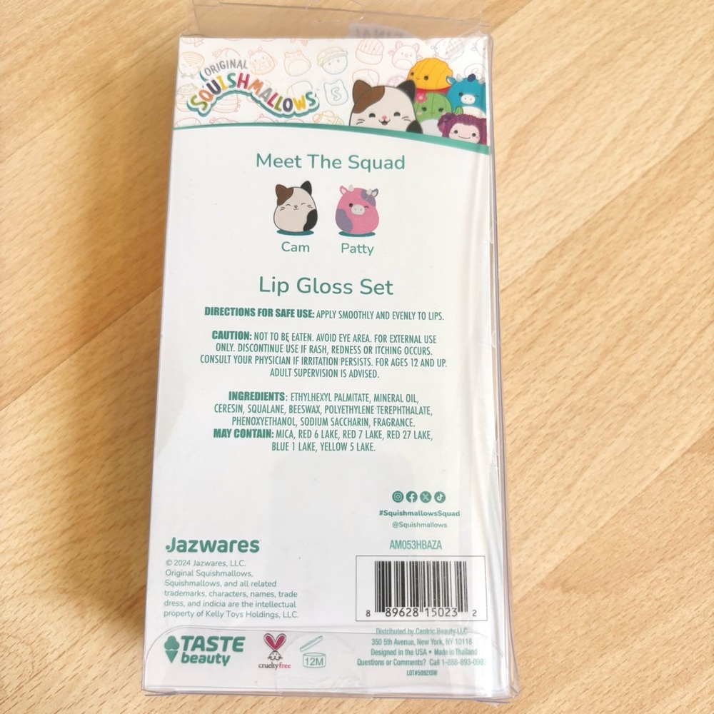 Squishmallows LIP GLOSS Set | Cow PATTY (Strawberry 🍓) & Cat CAM (Coconut 🥥) - Picture 6 of 7